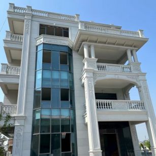 吉林省 芝麻白花岗岩别墅外墙干挂效果展示